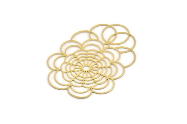 Brass Ethnic Charm, 4 Raw Brass Ethnic Motif Charms, Earring Charms (58x42x0.60mm) A5169