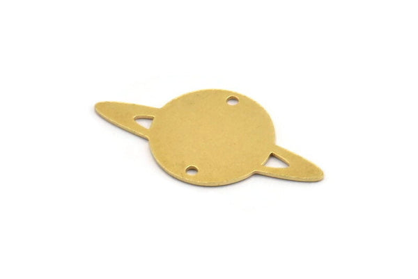 Pirinç Satürn Tılsımı, 2 Delikli 10 Ham Pirinç Satürn Şekilli Tılsım, Kolye Uçları, Gezegen Parçaları, Bağlantı Parçaları (15x29x0,60 mm) A5154