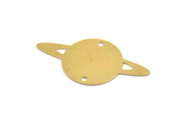 Pirinç Satürn Tılsımı, 2 Delikli 6 Ham Pirinç Satürn Şekilli Tılsım, Kolye Uçları, Gezegen Parçaları, Bağlantı Parçaları (20x39x0,60 mm) A5150