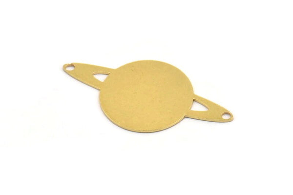 Pirinç Satürn Tılsımı, 2 Delikli 6 Ham Pirinç Satürn Şekilli Tılsım, Kolye Uçları, Gezegen Parçaları, Bağlantı Parçaları (20x39x0,60 mm) A5151