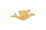 Brass Bird Charm, 12 Raw Brass Bird Shaped Charms With 1 Loop (15x13.5x0.60mm) A5180