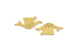 Brass Bird Charm, 12 Raw Brass Bird Shaped Charms With 1 Loop (15x13.5x0.60mm) A5180
