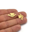 Brass Bird Charm, 12 Raw Brass Bird Shaped Charms With 1 Loop (15x13.5x0.60mm) A5180