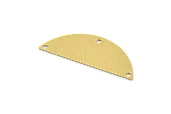 Yarım Daire Charm, 3 Delikli 10 Ham Pirinç Yarım Ay Bağlantı Parçası (11x30x0,60 mm) A5163
