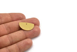 Semi Circle Charm, 8 Raw Brass Half Moon Charms With 1 Hole (16x24.5x0.60mm) A5161