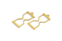 Brass Hourglass Charm, 50 Raw Brass Hourglass Shaped Charms With 1 Loop (22x10x0.60mm) A5183