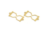 Brass Hourglass Charm, 50 Raw Brass Hourglass Shaped Charms With 2 Loops, Connector Findings (24x10x0.60mm) A5184