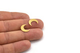 Brass Moon Blank, 24 Raw Brass Crescent Moon Blanks, Brass Blanks (13.5x4.5x0.60mm) A5188