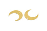 Brass Moon Charm, 12 Raw Brass Crescent Moon Charms With 1 Hole (20.5x6x0.60mm) A5156