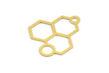 Brass Hexagon Charm, 12 Raw Brass Hexagon Shaped Charms With 1 Loop, Earring Findings, Geometric Charms (33x27x0.60mm) A5203