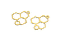 Pirinç Altıgen Charm, 1 Döngülü 24 Ham Pirinç Altıgen Şekilli Charm, Küpe Parçaları, Geometrik Charmlar (26x21x0,60 mm) A5202