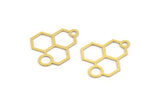 Pirinç Altıgen Charm, 1 Döngülü 24 Ham Pirinç Altıgen Şekilli Charm, Küpe Parçaları, Geometrik Charmlar (26x21x0,60 mm) A5202