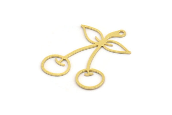 Brass Fruit Charm, 24 Raw Brass Cherry Shaped Charms With 1 Loop, Findings (29x22x0.60mm) A5200