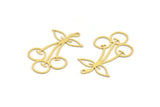 Brass Fruit Charm, 12 Raw Brass Cherry Shaped Charms With 1 Loop, Findings (36x22.5x0.60mm) A5201