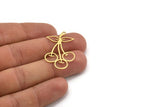 Brass Fruit Charm, 12 Raw Brass Cherry Shaped Charms With 1 Loop, Findings (36x22.5x0.60mm) A5201