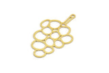Brass Fruit Charm, 12 Raw Brass Grape Shaped Charms With 1 Loop, Findings (38x23x0.60mm) A5193