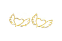 Pirinç Kalp Charm, 2 Döngülü 8 Ham Pirinç Kalp Şeklinde Charm, Bulgular, Kolye Uçları, Kolye Bağlantı Parçaları (32x45x0,60 mm) A5192