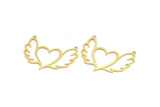 Pirinç Kalp Charm, 2 Döngülü 8 Ham Pirinç Kalp Şeklinde Charm, Bulgular, Kolye Uçları, Kolye Bağlantı Parçaları (32x45x0,60 mm) A5192