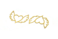 Pirinç Kalp Charm, 2 Döngülü 8 Ham Pirinç Kalp Şeklinde Charm, Bulgular, Kolye Uçları, Kolye Bağlantı Parçaları (32x45x0,60 mm) A5192
