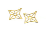 Brass Star Charm, 12 Raw Brass North Star Charms With 1 Loop, Findings (34x32x0.60mm) A5198