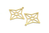 Brass Star Charm, 12 Raw Brass North Star Charms With 1 Loop, Findings (34x32x0.60mm) A5198