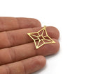 Brass Star Charm, 12 Raw Brass North Star Charms With 1 Loop, Findings (34x32x0.60mm) A5198