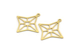 Brass Star Charm, 24 Raw Brass North Star Charms With 1 Loop, Findings (26x24.5x0.60mm) A5189