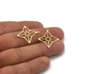 Brass Star Charm, 24 Raw Brass North Star Charms With 1 Loop, Findings (26x24.5x0.60mm) A5189