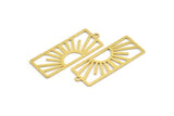 Brass Rectangle Charm, 6 Raw Brass Rising Sun Patterned Rectangle Shaped Charms With 1 Loop, Charm Pendants (38x15x0.60mm) A5207