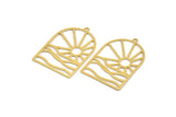 Brass Sun Charm, 6 Raw Brass Rising Sun Shaped Charms With 1 Loop, Charm Pendants, Findings (36x25x0.60mm) A5225
