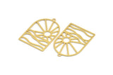 Brass Sun Charm, 6 Raw Brass Rising Sun Shaped Charms With 1 Loop, Charm Pendants, Findings (36x25x0.60mm) A5225