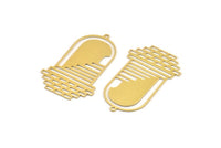 Brass Door Charm, 4 Raw Brass Door And Stairs Shaped Charms With 1 Loop, Charm Pendants, Findings (46x29x0.60mm) A5228