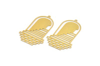 Brass Door Charm, 4 Raw Brass Door And Stairs Shaped Charms With 1 Loop, Charm Pendants, Findings (46x29x0.60mm) A5228