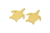 Brass Turtle Charm, 8 Raw Brass Turtle Shaped Charms With 1 Loop, Earring Charm Findings (25x22x0.60mm) A5214