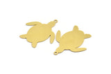 Brass Turtle Charm, 6 Raw Brass Turtle Shaped Charms With 1 Loop, Earring Charm Findings (31.5x28x0.60mm) A5213