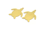 Brass Turtle Charm, 6 Raw Brass Turtle Shaped Charms With 1 Loop, Earring Charm Findings (31.5x28x0.60mm) A5213