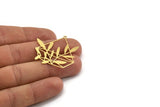 Brass Flower Charm, 4 Raw Brass Potted Plant Shaped Charms With 1 Loop, Findings (33x34.5x0.60mm) A5219