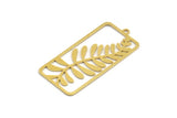 Brass Rectangle Charm, 4 Raw Brass Branch Patterned Rectangle Shaped Charms With 1 Loop, Findings (44x21x0.60mm) A5209