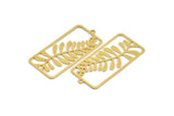 Brass Rectangle Charm, 4 Raw Brass Branch Patterned Rectangle Shaped Charms With 1 Loop, Findings (44x21x0.60mm) A5209