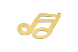 Brass Note Charm, 6 Raw Brass Sixteenth Note Shaped Charms With 1 Loop, Pendants, Earring Findings (37x23x0.60mm) A5217