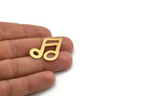 Brass Note Charm, 6 Raw Brass Sixteenth Note Shaped Charms With 1 Loop, Pendants, Earring Findings (37x23x0.60mm) A5217