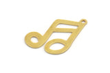 Brass Note Charm, 12 Raw Brass Sixteenth Note Shaped Charms With 1 Loop, Pendants, Earring Findings (25x15x0.60mm) A5224