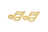 Brass Note Charm, 12 Raw Brass Sixteenth Note Shaped Charms With 1 Loop, Pendants, Earring Findings (25x15x0.60mm) A5224