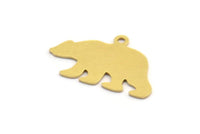 Brass Bear Charm, 12 Raw Brass Bear Shaped Charms With 1 Loop, Earring Charm Findings (13x22x0.60mm) A5210