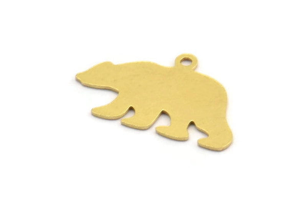 Brass Bear Charm, 12 Raw Brass Bear Shaped Charms With 1 Loop, Earring Charm Findings (13x22x0.60mm) A5210