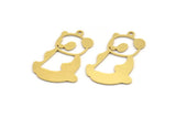 Brass Bear Charm, 8 Raw Brass Panda Bear Shaped Charms With 1 Loop, Earring Charm Findings (30.5x19x0.60mm) A5223