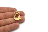 Brass Bear Charm, 8 Raw Brass Panda Bear Shaped Charms With 1 Loop, Earring Charm Findings (30.5x19x0.60mm) A5223