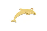 Brass Dolphin Charm, 24 Raw Brass Dolphin Shaped Charms With 1 Loop, Earring Charm Findings (25.5x14x0.60mm) A5216