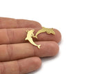 Brass Dolphin Charm, 24 Raw Brass Dolphin Shaped Charms With 1 Loop, Earring Charm Findings (25.5x14x0.60mm) A5216