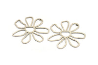Silver Daisy Charm, 2 Antique Silver Plated Brass Daisy Charms With 1 Hole, Pendants, Earrings (54x1mm) D0646 H0999